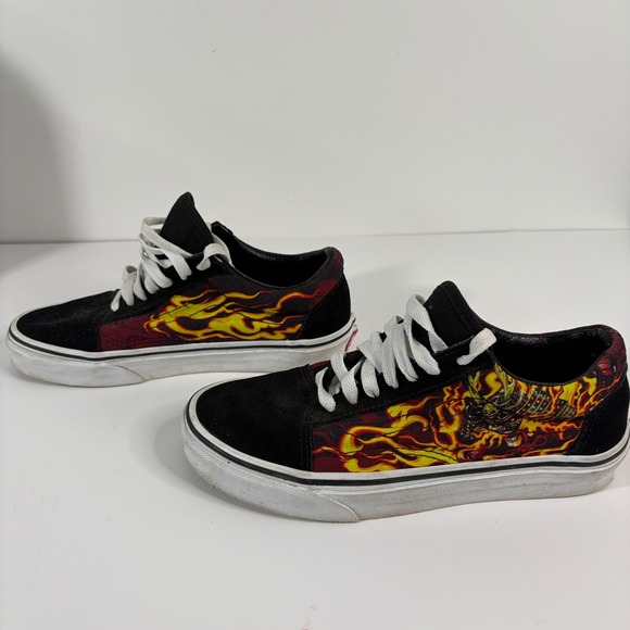Vans Samurai Rising Old Skool Skate Shoes Flame Skull - Boys size 4.5 - Picture 2 of 13